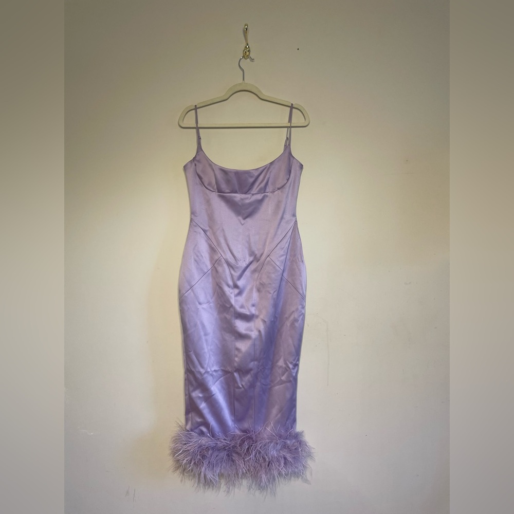 House of CB Lavender Feather Trim Dress - Picture 7 of 11